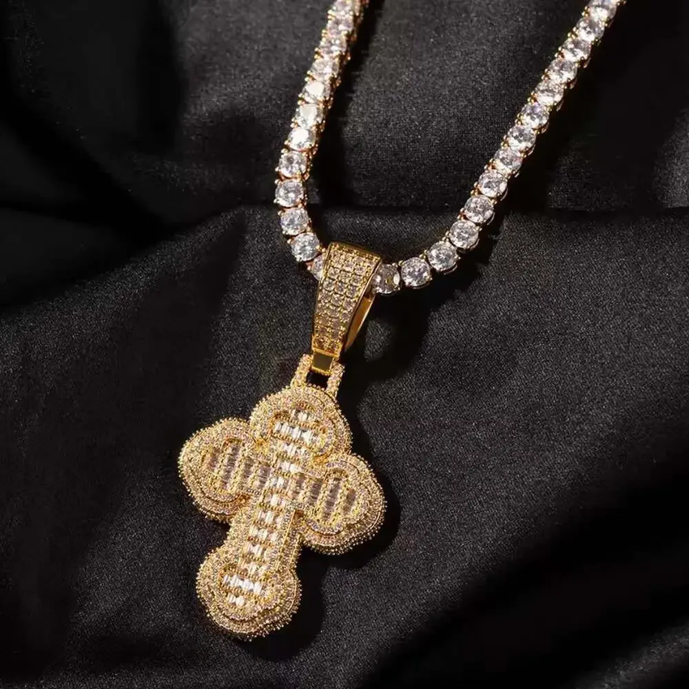 Silver Cross Necklace With Tennis 981 E
